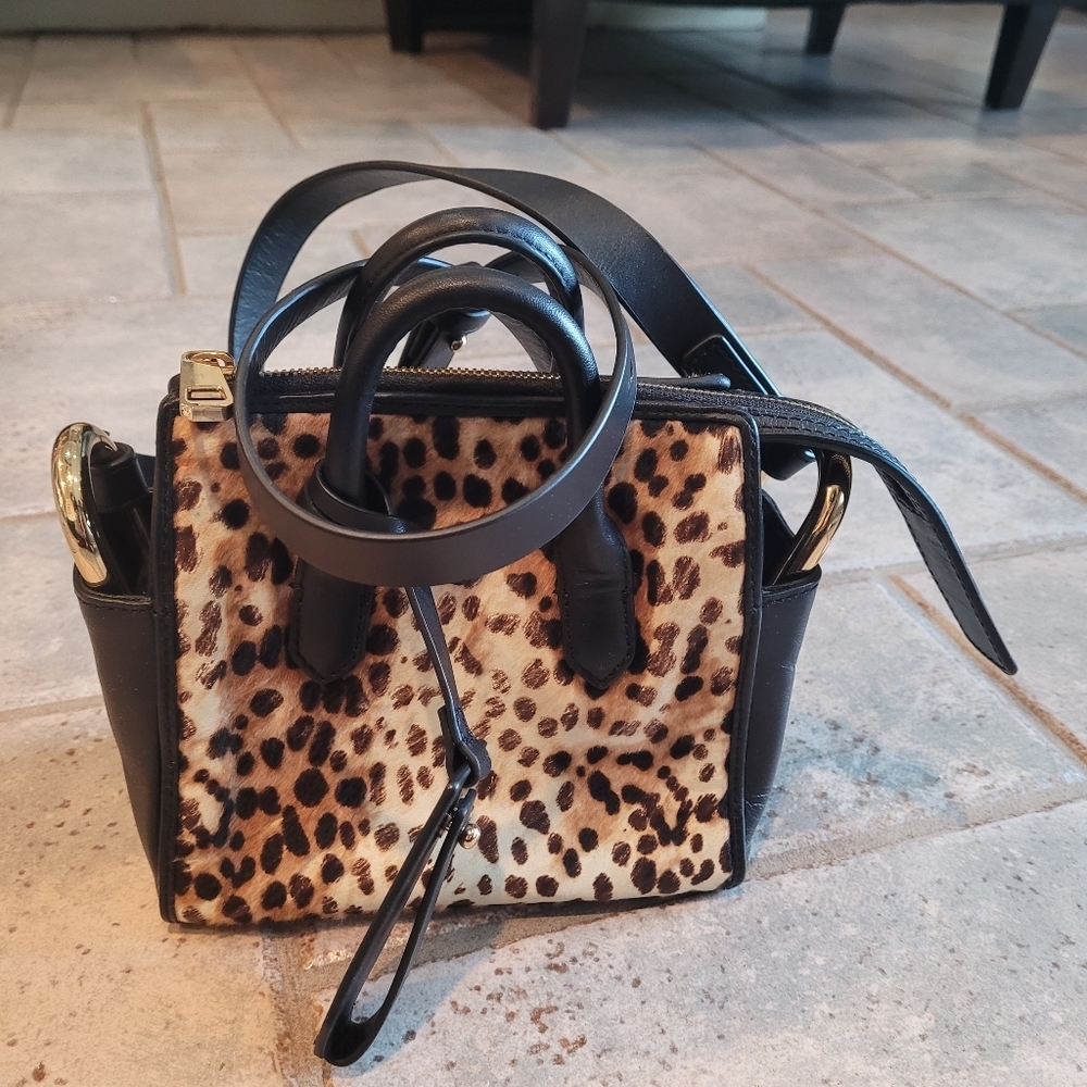 Crew Harper Mini Satchel Crossbody Leopard Calf Hair - Picture 11 of 15